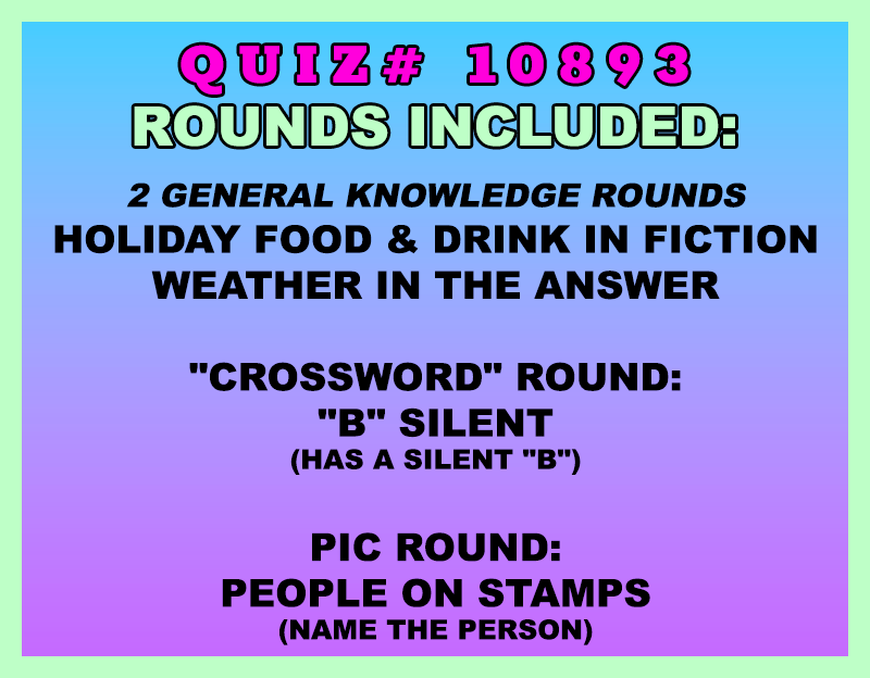 Promotional text for a quiz with various rounds on a colorful background