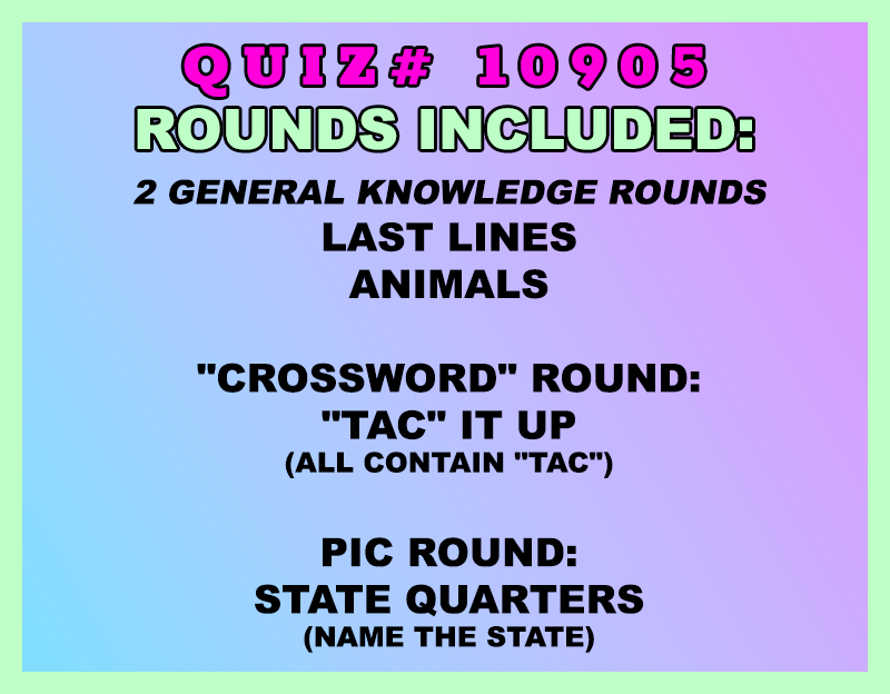 Text detailing quiz rounds on a blue and purple gradient background