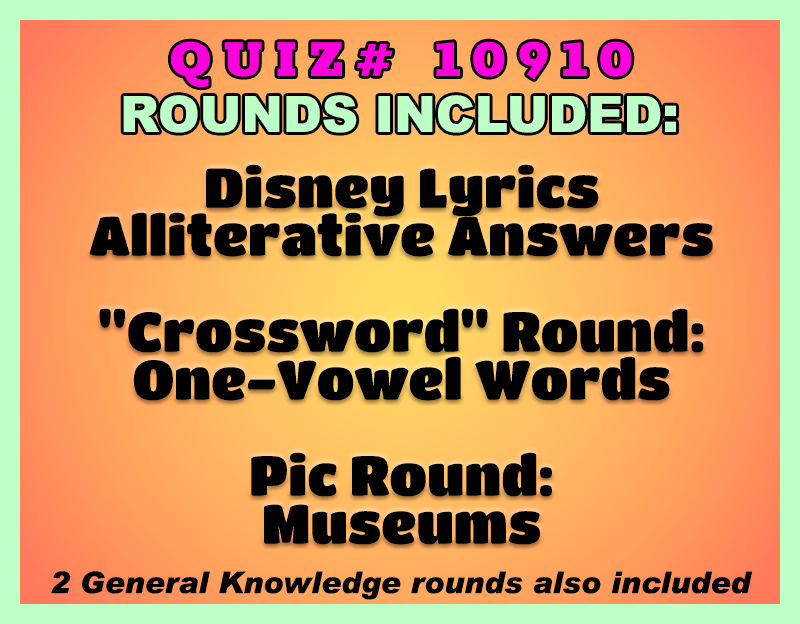 Promotional text for a quiz with various rounds on a colorful background