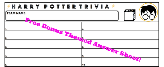 harry potter quiz trivia packet - bar trivia events - themed quizzes