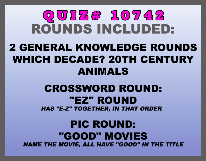 jan 30 past quiz trivia packet - categories included