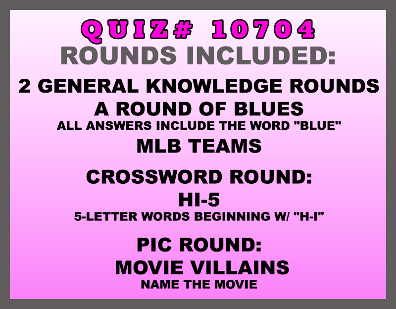 may 9 past quiz trivia packet - categories included