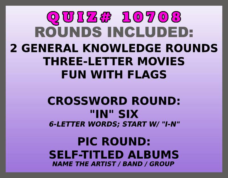 jun 6 past quiz trivia packet - categories included