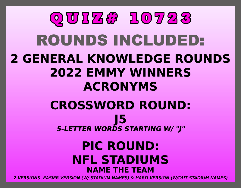 sept 19 past quiz trivia packet - categories included