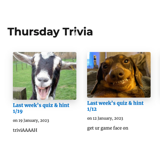 Thursday Trivia Previous Blog Posts