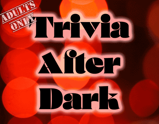 red lights bokeh gif with words 'trivia after dark' (adults only)