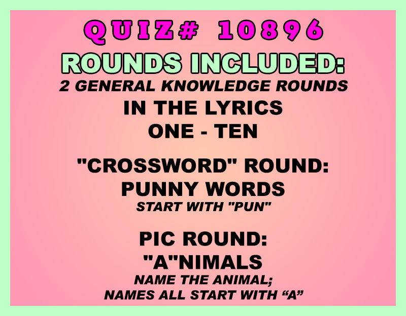 Promotional text for a quiz with various rounds on a colorful background