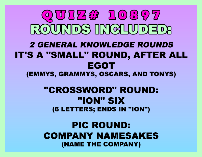 Promotional text for a quiz with various rounds on a colorful background