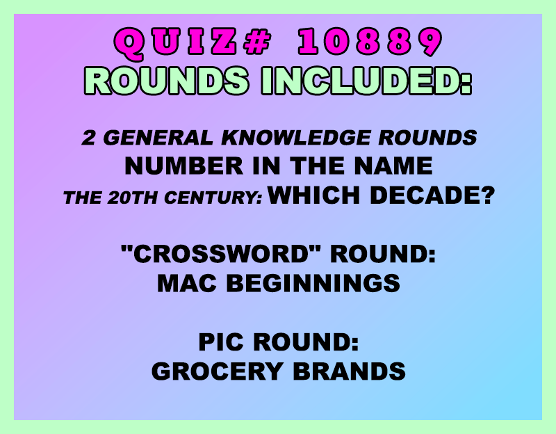 list of trivia categories included in a quiz packet with a purple and blue gradient background