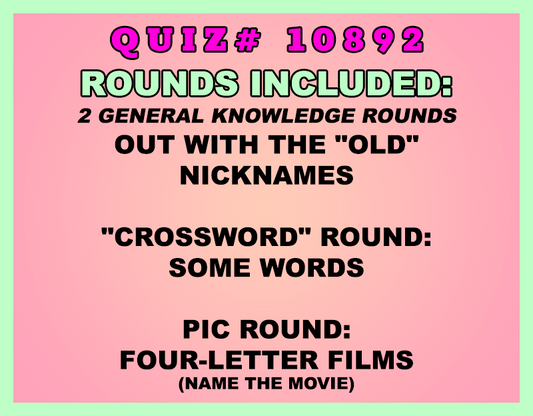 Image with pink gradient background listing categories included in quiz 10892