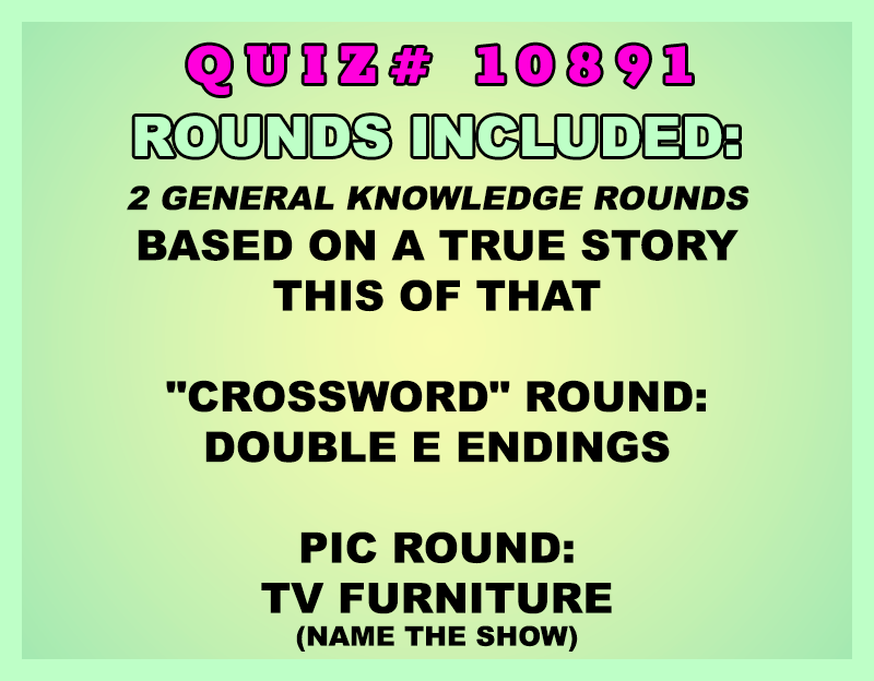 Promotional text for a quiz with rounds and categories on a green background