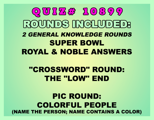 Promotional text for a quiz with various rounds on a green background