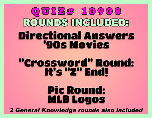 List of trivia rounds for the April 6, 2026 Quiz Packet