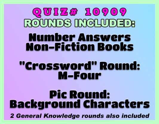 Text on a purple background with quiz details and round descriptions.