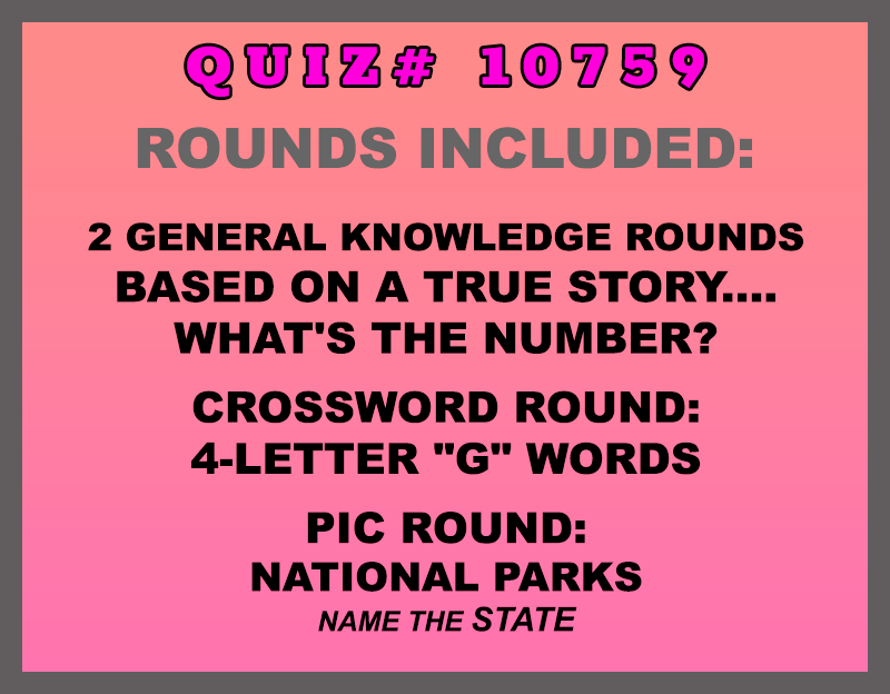 Categories included in the may 29 packet include based on a true story, what's the number, 4-letter g words, and national parks (name the state)