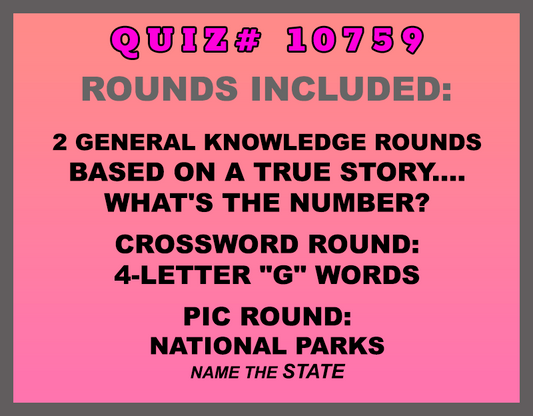 Categories included in the may 29 packet include based on a true story, what's the number, 4-letter g words, and national parks (name the state)