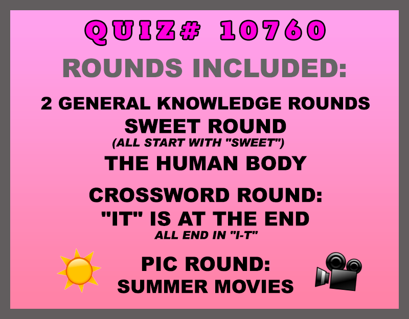 Categories included in the June 5 packet are Sweet Round, The Human Body, "It" is at the End, Summer Movies