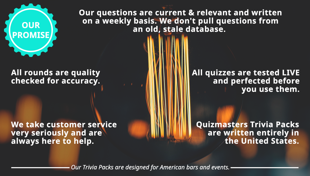 Our quizzes are tested out live before we send them out so you know your crowd will love it.