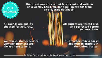 Our quizzes are tested out live before we send them out so you know your crowd will love it.