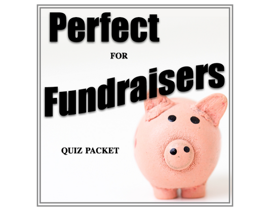 perfect for fundraisers quiz trivia packet - bar trivia events - themed event quizzes