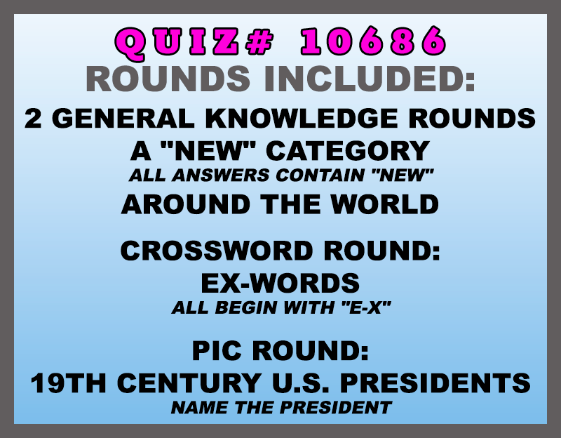 jan 3 past quiz trivia packet - categories included