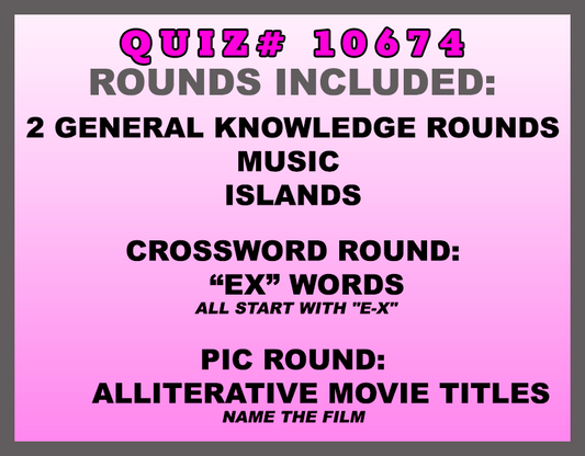oct 11 past quiz trivia packet - categories included