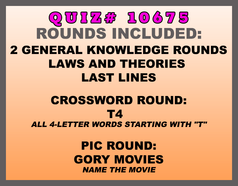 oct 18 past quiz trivia packet - categories included