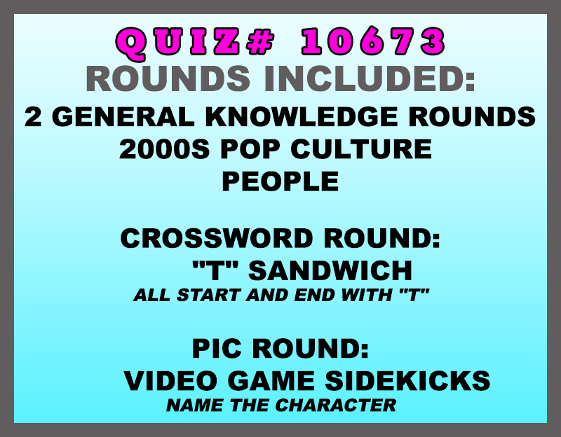 oct 4 past quiz trivia packet - categories included
