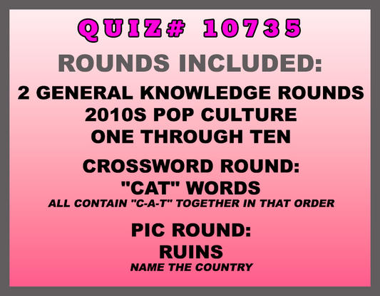 dec 12 past quiz trivia packet - categories included