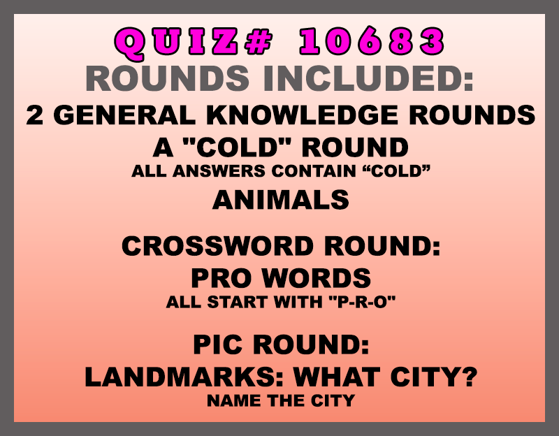 dec 13 past quiz trivia packet - categories included