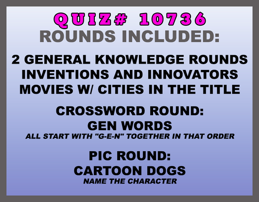 dec 19 past quiz trivia packet - categories included