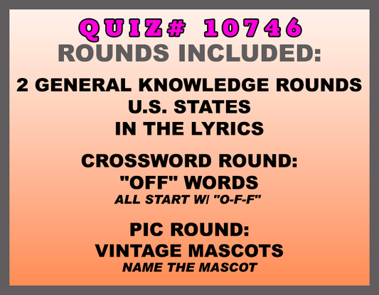 feb 27 past quiz trivia packet - categories included