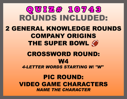 feb 6 past quiz trivia packet - categories included