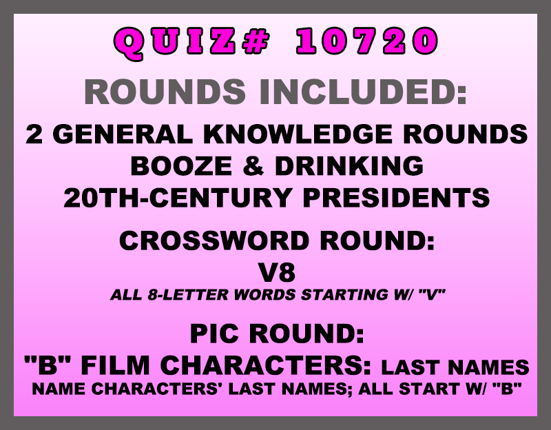 aug 29 past quiz trivia packet - categories included