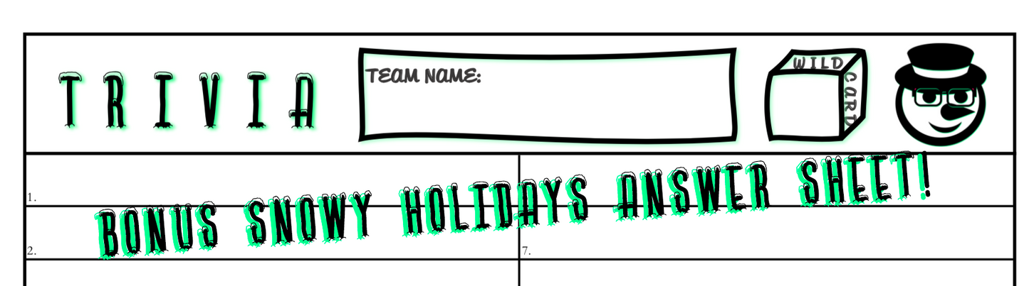 Free bonus answer sheet with a snowy holiday theme!!
